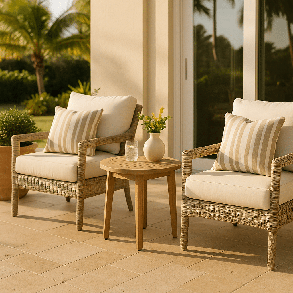 Outdoor End Tables for a late summer guest-ready South Florida patio