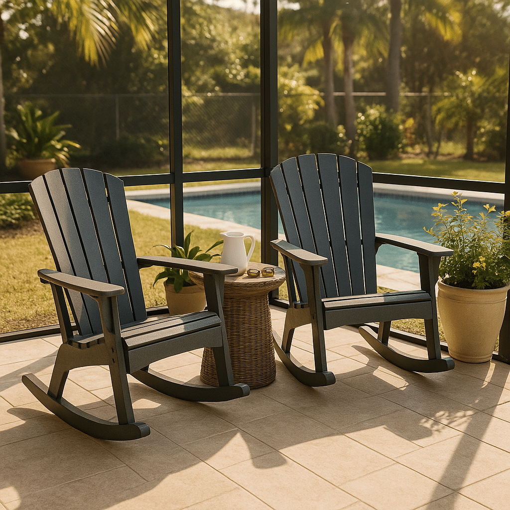 Poly Lumber Rockers for a late summer guest-ready South Florida patio