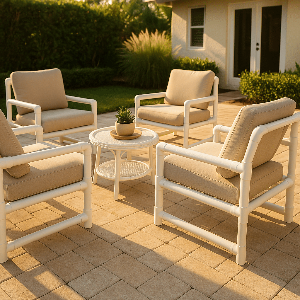 Pvc Lounge Chairs for a late summer guest-ready South Florida patio