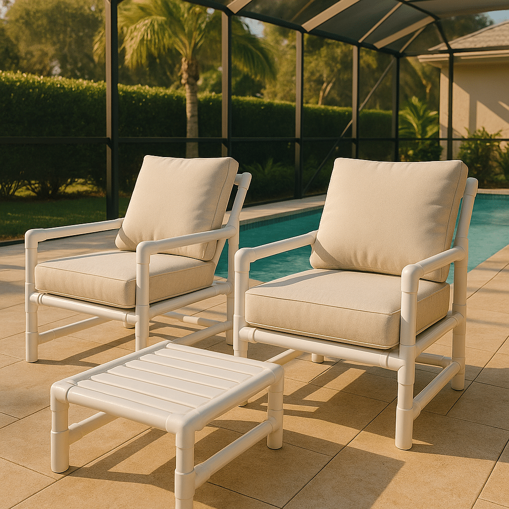 Pvc Lounge Chairs for a late summer guest-ready South Florida patio
