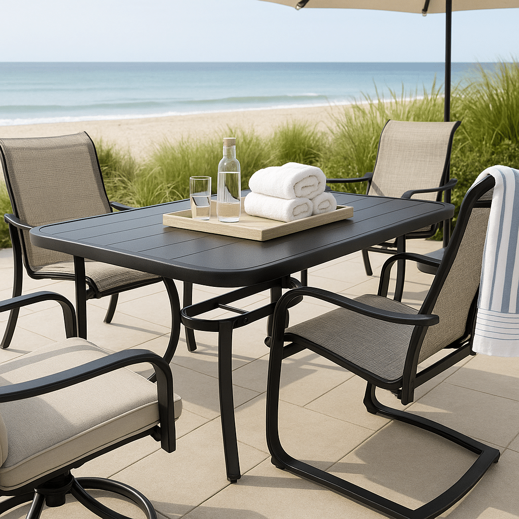 Powder Coated Aluminum Table Care for a late summer guest-ready South Florida patio