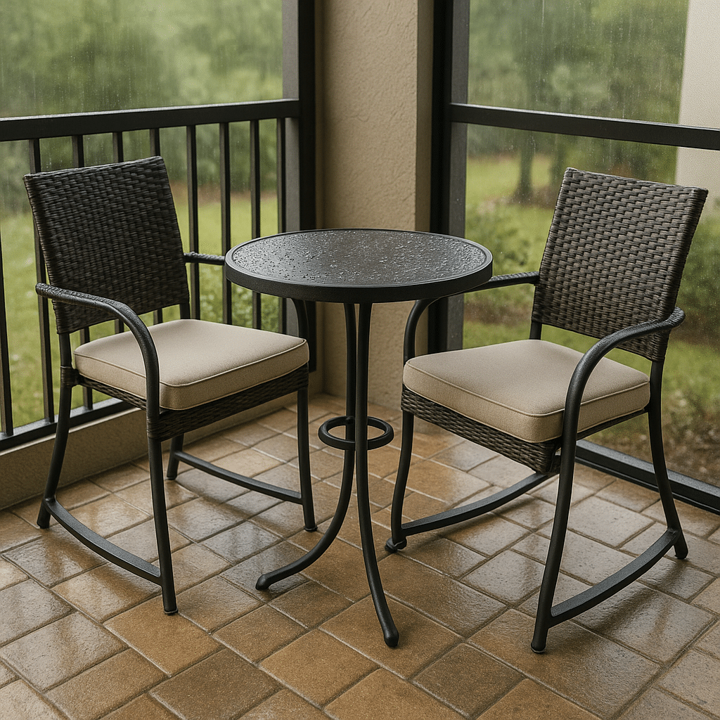 Balcony Bistro Sets for a rainy season covered South Florida patio