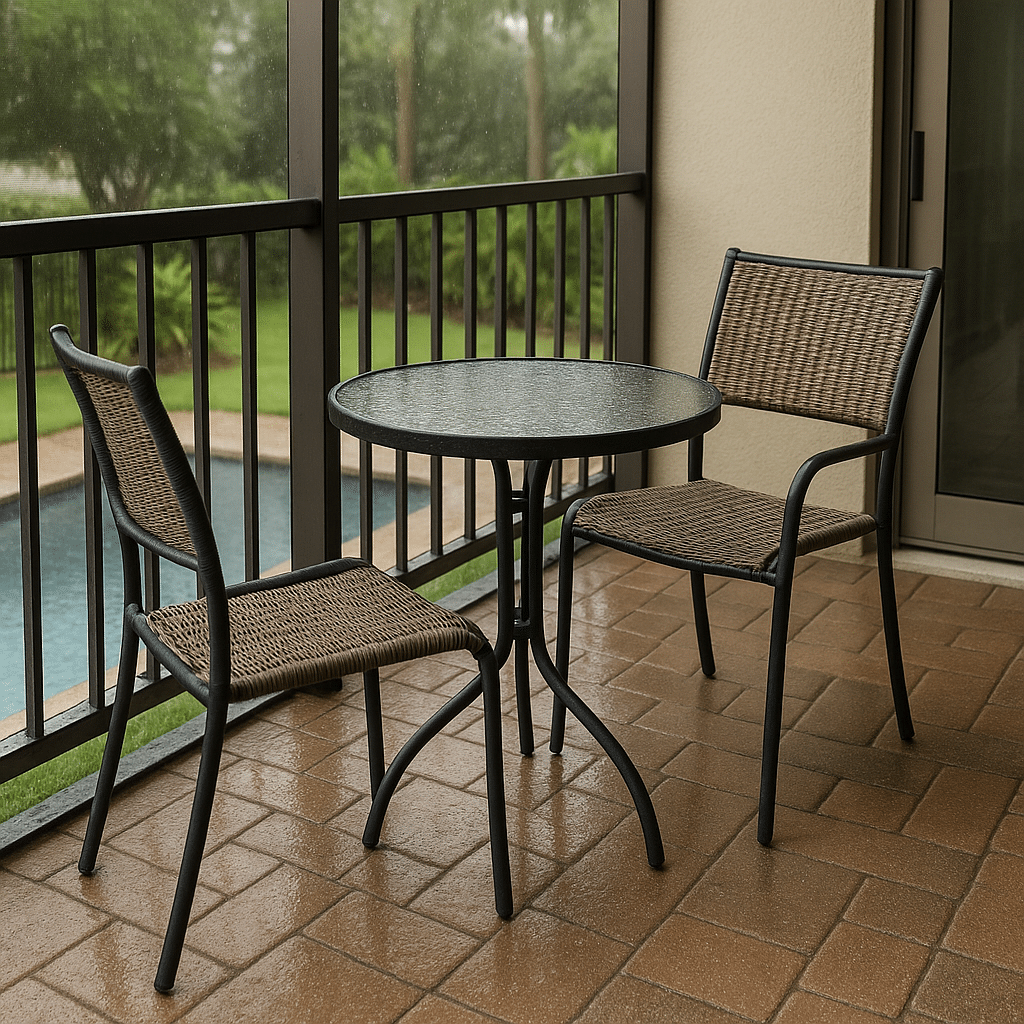 Balcony Bistro Sets for a rainy season covered South Florida patio