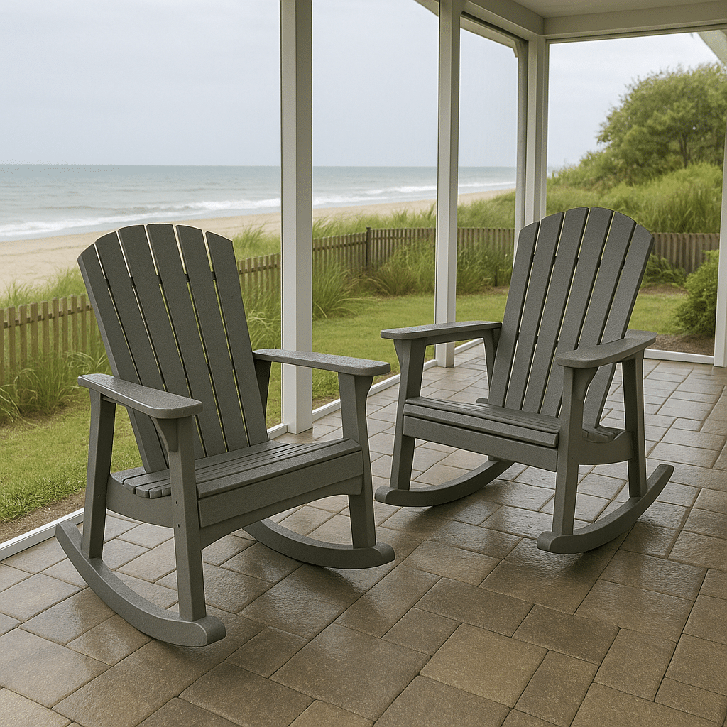 Poly Lumber Rockers for a rainy season covered South Florida patio