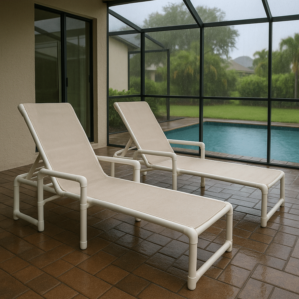 Pvc Lounge Chairs for a rainy season covered South Florida patio