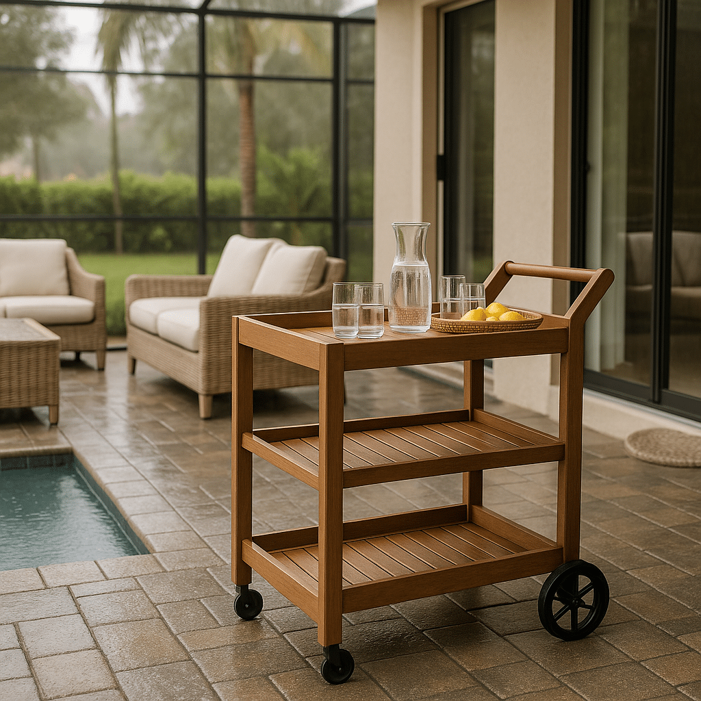 Outdoor Bar Carts for a rainy season covered South Florida patio