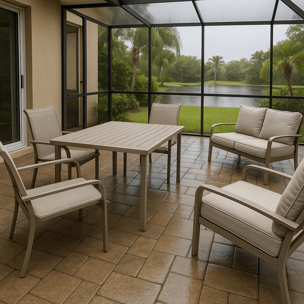 Vacation Rental Patio Furniture for a rainy season covered South Florida patio