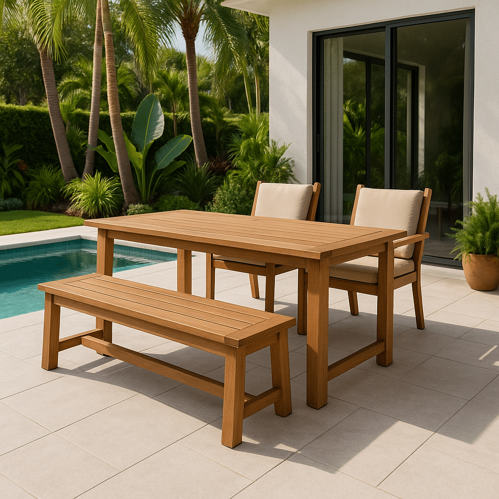 Outdoor Dining Bench Seating for a Palm Beach County outdoor patio