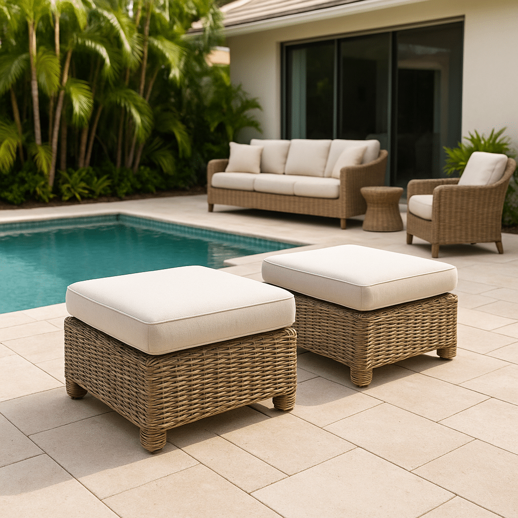 Poolside Ottomans for a Palm Beach County outdoor patio