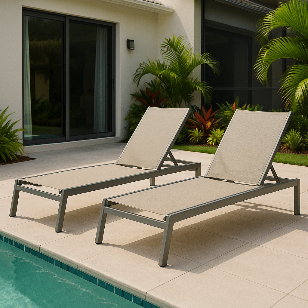Aluminum Chaise Lounges for a Palm Beach County outdoor patio