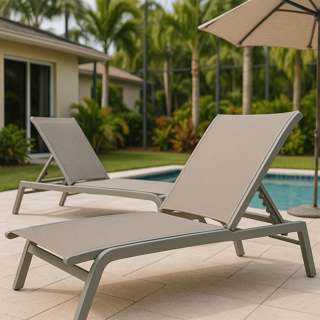 Aluminum Chaise Lounges for a Palm Beach County outdoor patio