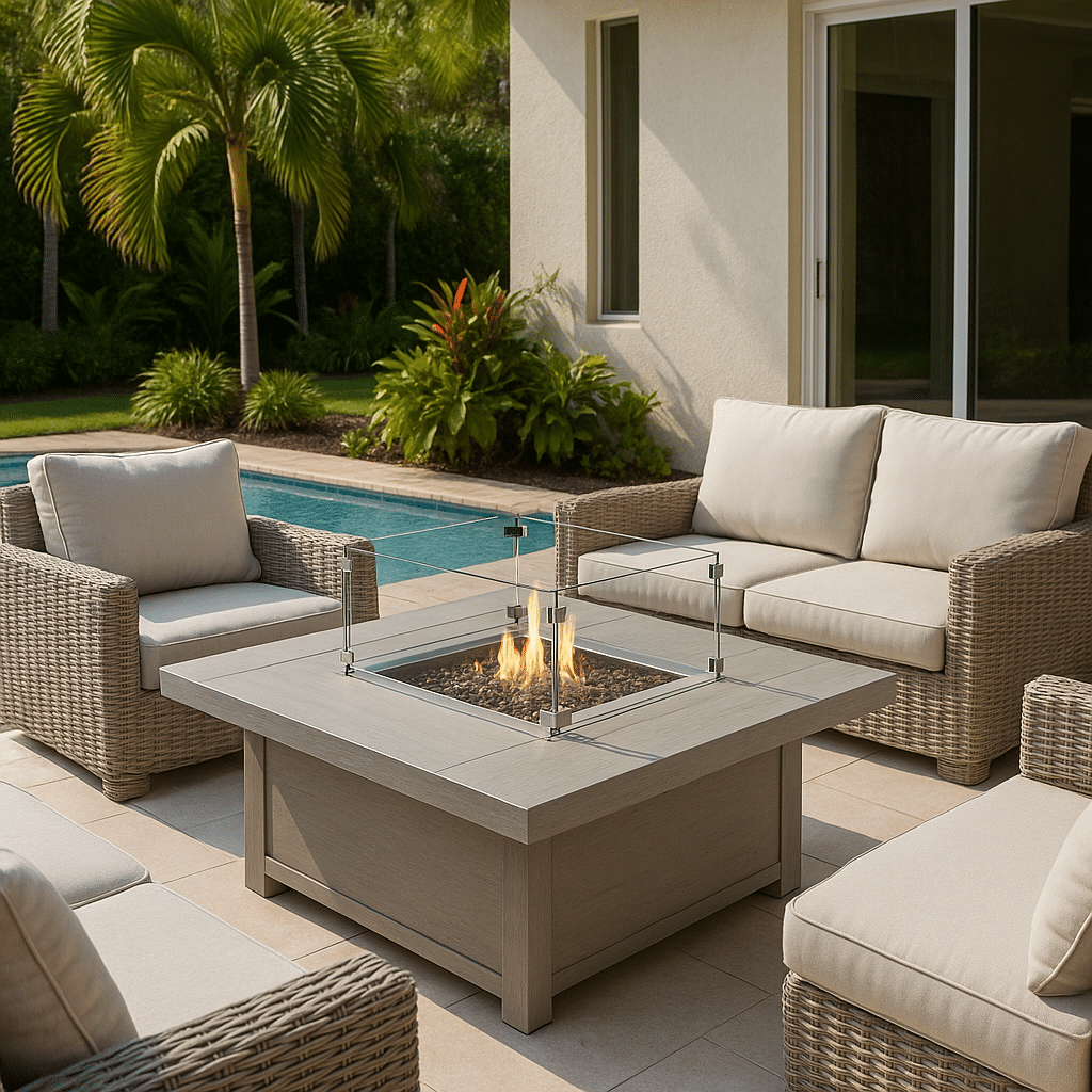 Fire Table Wind Guards for a Palm Beach County outdoor patio