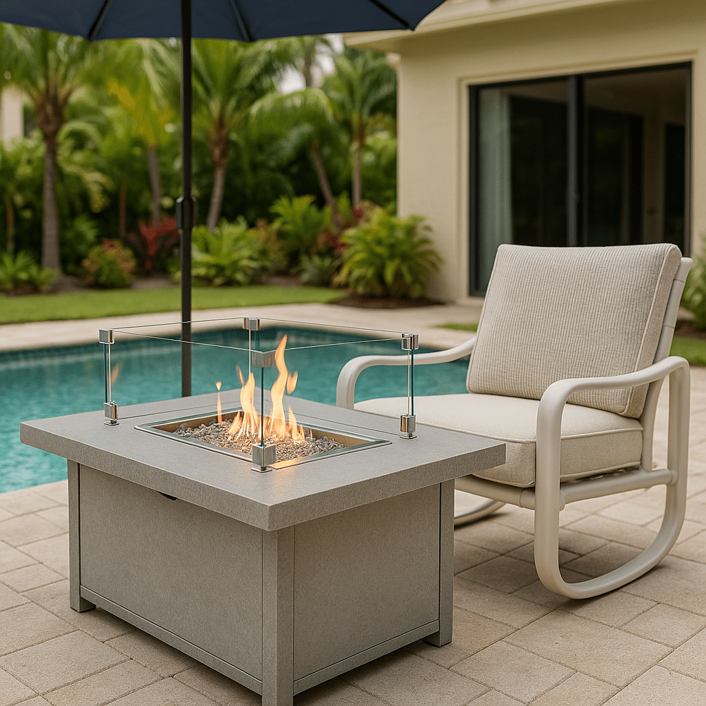 Fire Table Wind Guards for a Palm Beach County outdoor patio