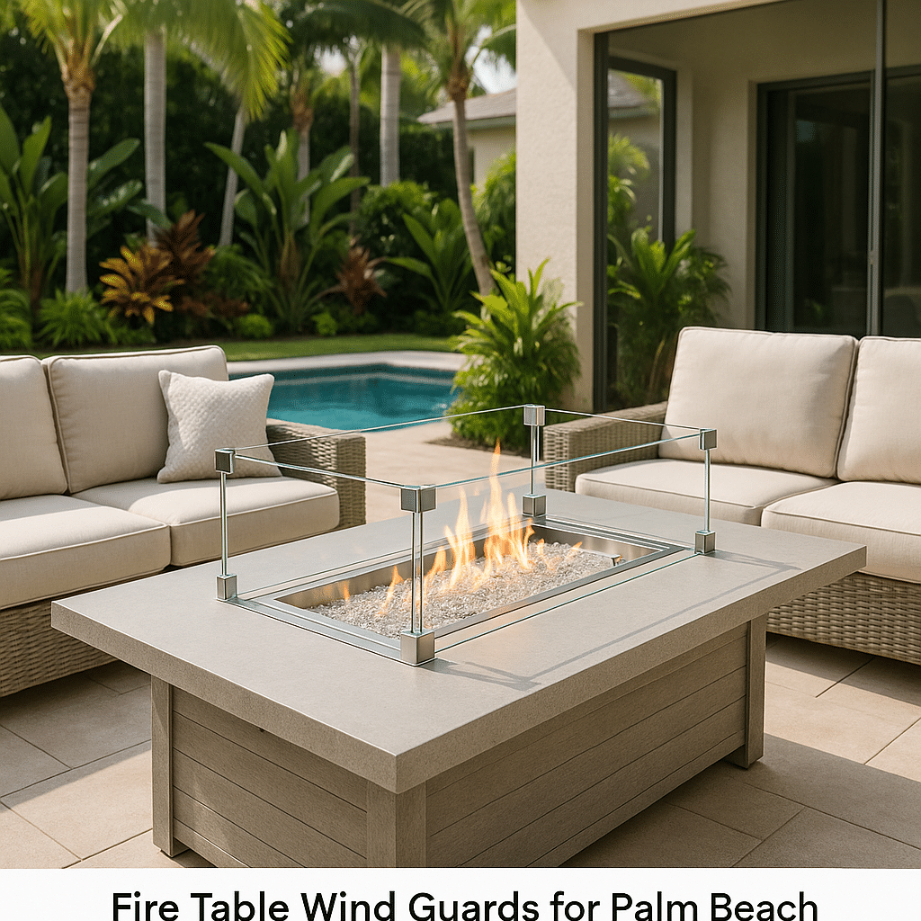 Fire Table Wind Guards for a Palm Beach County outdoor patio