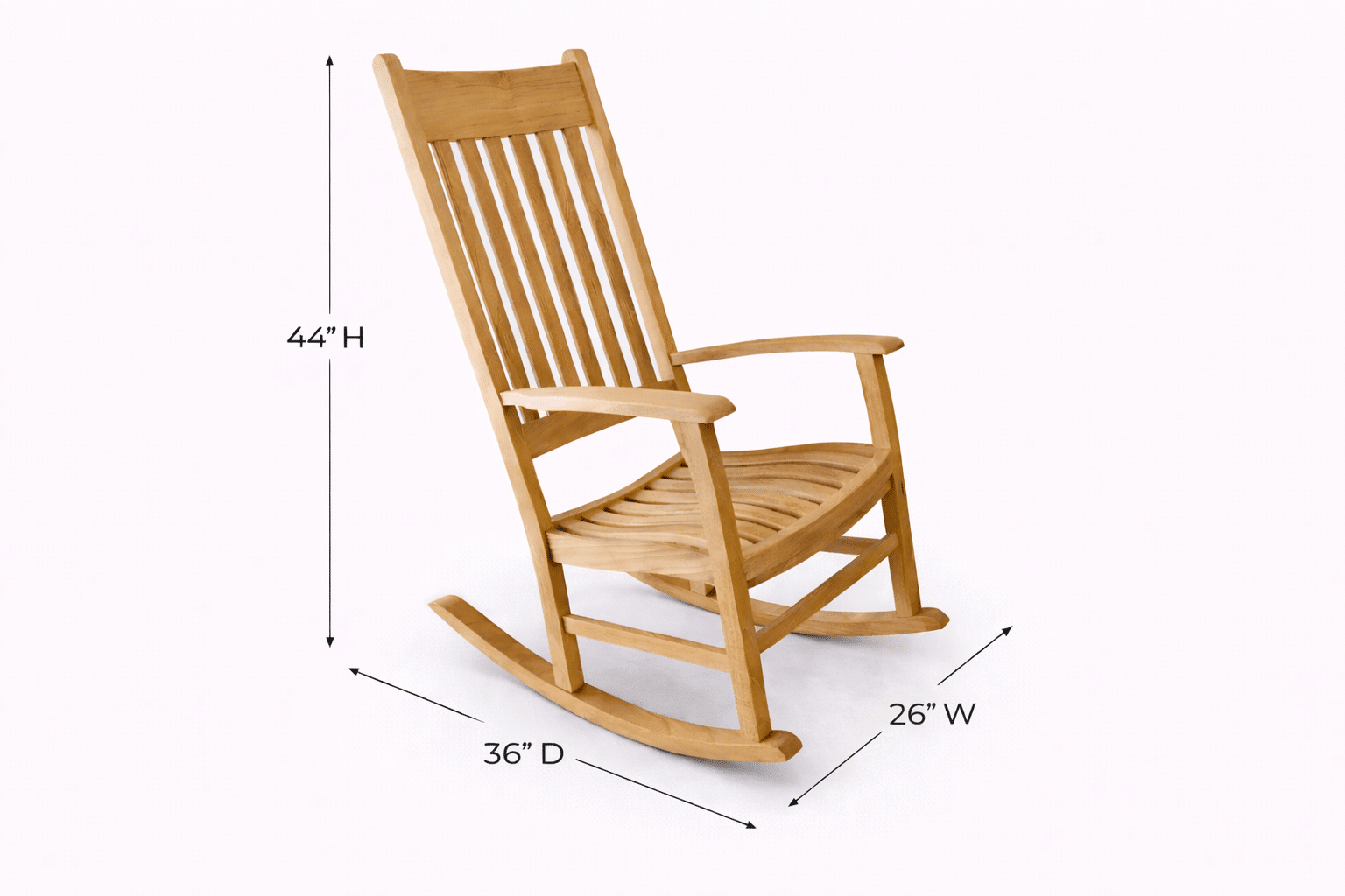 Teak High Back Rocker, teak outdoor furniture